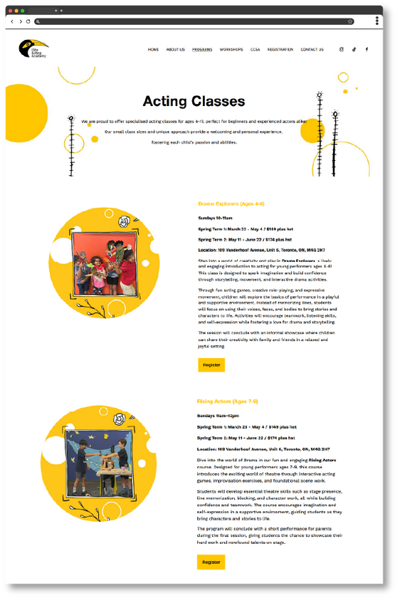 Elite Acting Academy (CCSA): Website Design