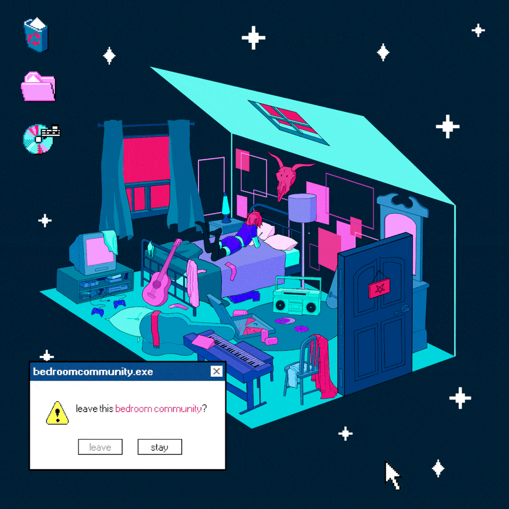 1/3 series of motion illustrations based on songs by transgender artists. Song: "bedroom community" by glass beach